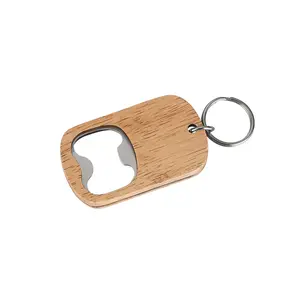 RENHUI Wine Corkscrew Openers Making Keyring Key Ring Custom Wooden Bamboo Bottle Opener Keychains Key Chains