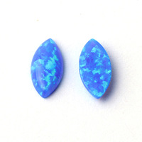 Vente en gros OP06 bleu australien opale pierres précieuses en vrac marquise cabochon à fond plat en forme de feuille synthétique opale de feu