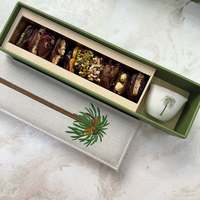 Boîtes d'emballage en cuir de luxe pour baklava, mug à café, Ramadan, paumes brodées, ensemble de pâtisserie, délice aux dattes, boîte cadeau pour mug à chocolat