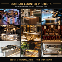 Table de bar en bois avec éclairage LED, personnalisable, pour hôtel, salon, café, restaurant, pub, comptoir de réception