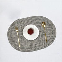 Set de table ovale nordique en coton tressé, résistant à la chaleur, tissé, blanc cassé, lavable, pour la décoration de table à manger à la maison ou au café