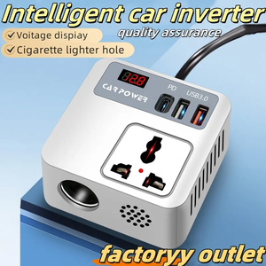 Tot Selling QC3.0 onduleur de voiture AC monophasé Super <span class=keywords><strong>rapide</strong></span> 150W avec USB-C PD et sortie cc 12/24V à <span class=keywords><strong>convertisseur</strong></span> 110-220V - Product Image 3