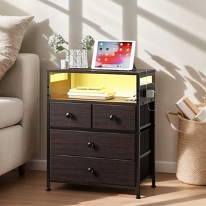 ลิ้นชักข้างเตียงแบบ USB 4ลิ้นชักที่ทันสมัยชั้นเก็บของในห้องนอนสีน้ำตาลเฟอร์นิเจอร์สำหรับบ้านห้องนั่งเล่นโรงแรมสำหรับการประชุมเชิงปฏิบัติการพาร์ทเมนท์ - Product Image 2