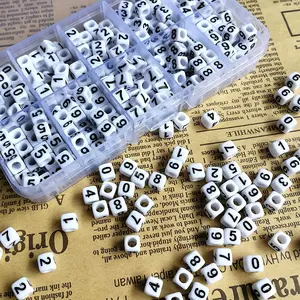 Kit de miçangas quadradas diy, conjunto multicolorido de contas de letras do alfabeto acrílico, kits para fazer jóias, 66883