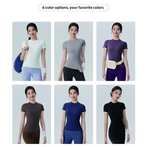 Camiseta de Yoga de Manga Corta que Moldea la Cintura, Prenda Exterior Transpirable y Versátil para Mujer, Camiseta Deportiva para el Día a Día y Correr - Product Image 2