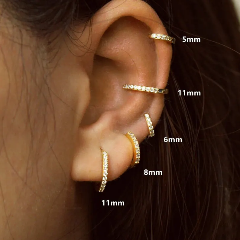 Mode Mini Hoop Earring untuk Anak Laki-laki Perempuan Cz Diaspal Lucu 925 Sterling Silver Putaran Mikro Bertatahkan Zirkon Dipersonalisasi Anting Perhiasan