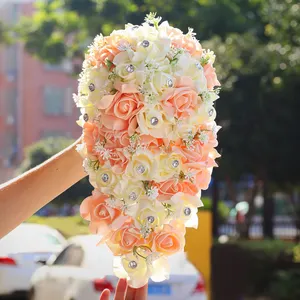 Creamcolored Korean version of Rose Bride Wedding Bouquet wedding photo wedding decoration flower ball