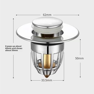 <b>Smart</b> <b>Home</b> Products ABS Core Drain Wash Basin Stopper with Press Filter Basket Accessories - Product Image 3