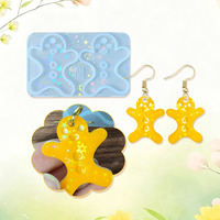 Moule en silicone YS pour figurine holographique de bonhomme de pain d'épices, pendentif boucle d'oreille, décoration, résine faite à la main, design laser, outils de bijouterie uniques