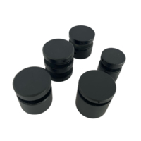 Supports de verre en acier inoxydable noir mat avec patins antidérapants en caoutchouc pour balustrade en verre trempé sans cadre, idéal pour piscine et balcon moderne