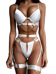 Wholesale Luxury Metal Chain Women Underwear <b>Set</b> <b>Sexy</b> Solid Color Lingerie <b>Set</b> for Woman - Product Image 5