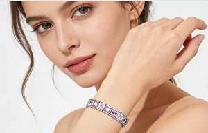 Bracelet modulaire italien pour femme, chaîne DIY, bijoux romantiques, thème violet, cadeau créatif et tendance pour la fête des mères, photo personnalisée - Product Image 4