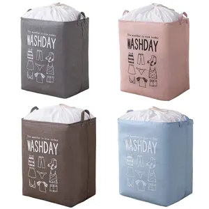 Foldable customized 600D Oxford cloth folding Large laundry basket Collapsible Drawstring Clothes Hamper Storage with Handle