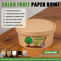 Vente flash - Bols à salade jetables compostables ronds personnalisés en papier kraft blanc et brun, en fibre de bambou, pour emballages à emporter