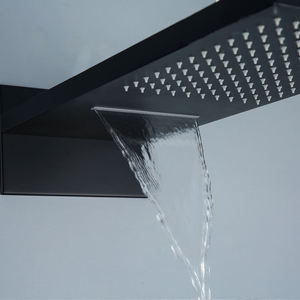 Luxury 59-1 Brass Black Waterfall <b>Shower</b> <b>Rainfall</b> <b>Shower</b> Set Villa Hotel Rain Bathroom Concealed <b>Shower</b> Mixer - Product Image 5