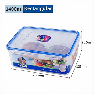 Ele-Gate Rectangular Food Container 1400ml Safe Plastic Storage <b>Box</b> For <b>Lunch</b> And Meal Prep - Product Image 3