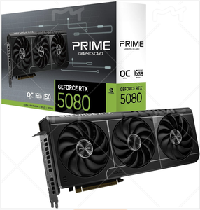 Prime GeForce RTX 5080 OC Edition 16 Go GDDR7 SFF-Ready Carte graphique Ventilateurs Axial-tech à 2.5 emplacements Chambre à vapeur Double BIOS Nouveau - Product Image 1