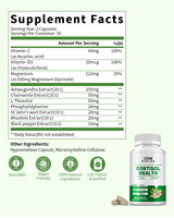 Capsules de soutien naturel du cortisol, complexe à base de 10 plantes, Ashwagandha, Magnésium Glycinate, pour le stress et le sommeil, complément végétalien pour adultes
