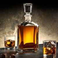 Carafe en verre à succès, bouchon géométrique hermétique, carafe à whisky, carafe à vin, carafe à bourbon, carafe à liqueur, bouteille à soda