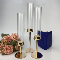 Bougeoir en métal et verre, décoration de luxe légère, mariage, fête, table, maison, dîner romantique à la lumière des bougies, décorations de bougeoirs