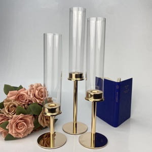 Bougeoir en <span class=keywords><strong>métal</strong></span> et verre, décoration de luxe légère, mariage, fête, table, maison, dîner romantique à la lumière des bougies, décorations de bougeoirs - Product Image 1