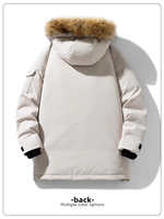 Manteau d'hiver épais et chaud, veste coupe-vent unisexe mi-longue pour l'extérieur avec capuche doublée de fourrure