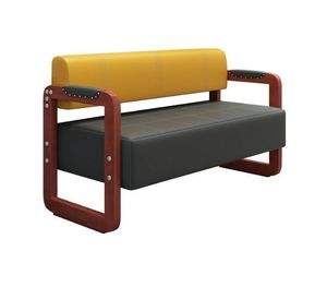 Asientos dobles de cuero de diseño europeo moderno, silla con marco de Metal dorado, juego de madera para salón de belleza, Hotel, área de espera, apartamento - Product Image 2