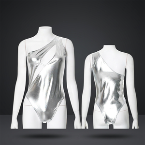 Entrega rápida Sin mangas Un hombro Salón de baile Desgaste Botella de una pieza Chica Ropa de baile exótica Traje de niña - Product Image 3
