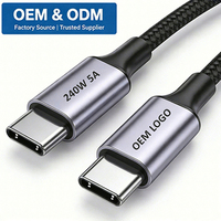 Cable de Carga Tipo C, Cable USB C de Carga Rápida de 240W, Cable Personalizado de Fábrica de 1m 2m 3m, Cable Trenzado de Nailon Tipo C, Cable USBC a USBC