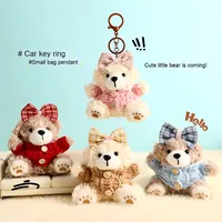 Porte-clés peluche ours en peluche pendentif petit sac à dos en cuir décoration et cadeau pour les couples autres porte-clés