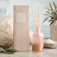 Diffuseur à bâtonnets en verre dépoli 150 ml OEM ODM, ensemble complet, parfum Pin Flanelle, boîte personnalisée avec logo pour cadeaux de fêtes