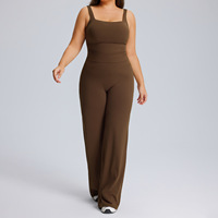 Ensemble de yoga d'automne : Débardeur de sport et leggings évasés taille haute – Tenue de fitness 2 pièces pour femme ronde