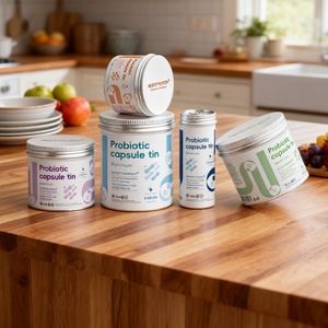 Aluminum Tins for Capsules & <b>Pills</b> | Food Grade Metal <b>Containers</b> for Supplements & Health Products | Recyclable Jars with Lid - Product Image 1
