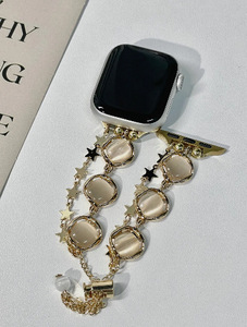 Correa de reloj con dije de estrella y piedra ojo de gato, pulsera de cadena deslizante ajustable, repuesto para reloj inteligente para mujer - Product Image 1