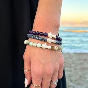 2025 Summer Beach Naturstein Perlen Armband Edelstein Elastisches Armband Sinnvolles Rosenquarz Delphin Armband für Frauen Männer - Product Image 3
