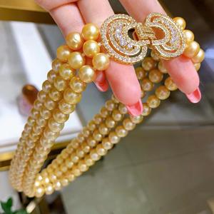 Collar de Perlas con Lazo de Tres Capas, Juvenil y Moderno, Versátil, Largo, de 3-4 cm, Diseño Simple con Eslabones - Product Image 3