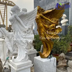 Wholesale Outdoor Garden Large Natural Stone White Marble Angel Statue Sculptures Supply