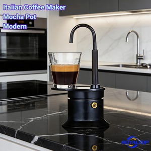 <span class=keywords><strong>Cafetera</strong></span> Moka Portátil de Diseño Innovador en Plata y Negro con Tubo Curvo, para una o Dos Tazas, Ideal para Camping y Cocina - Product Image 2