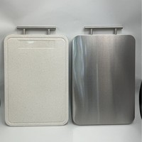 Planche à découper double face en paille de blé antibactérienne, design personnalisé, en acier inoxydable 304, pour cuisine – Vente chaude