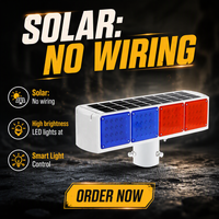 Vente en gros d'usine : Gyrophare solaire d'avertissement rouge et bleu double face, portable, pour la sécurité routière nocturne et les chantiers