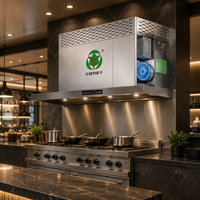 Système de hotte sans conduit pour restaurant commercial avec ventilateur intégré, pack d'équipement de cuisine pour locataires pour sites soumis à contraintes de ventilation