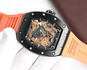 Montre mécanique avec mouvement automatique étanche, couleur orange, design sculpté dragon - Product Image 3