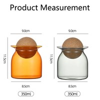 Pot de conservation en verre borosilicate transparent avec couvercle en liège, compatible micro-ondes et lave-vaisselle, 350 ml, pour céréales, thé, cuisson