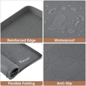 BALEINE S202 Tapis d'évier moderne en silicone imperméable 34" x 22" de qualité alimentaire à motif géométrique, épaisseur 1,5 mm, avec support antidérapant pour cuisine - Product Image 5