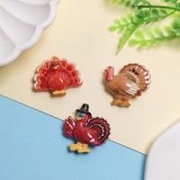 100Pcs Hiasan Resin Mini Bentuk Kalkun untuk Thanksgiving, Cabochon Datar untuk Pembuatan Perhiasan, Dekorasi Pesta Liburan DIY