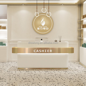 Q109 Bureau d'accueil moderne de style européen, beige, circulaire, résistant à la corrosion, convertible, pour supermarchés, sous-sols, bureaux, hôtels, gymnases - Product Image 2