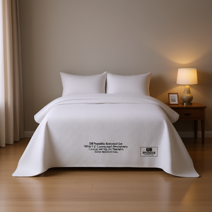 Juego de Cubrecamas Reversibles DB, Blancos, de Poliéster, con Patrón Acolchado, para Uso en Dormitorios - Product Image 2