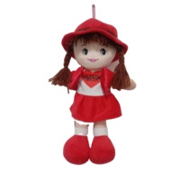 Poupée de chiffon rouge en tissu doux, 35cm, en peluche, à la mode, jupe habillée, poupées pour filles