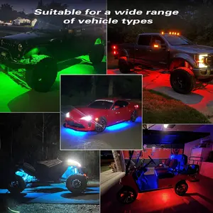 14Pods Rock Light Kit Blue-tooth Control LED Under Car 12v Waterproof For Jeep Truck SUV ATV UTV RZR SUV