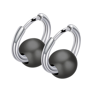 <b>Cuff</b> <b>Earrings</b> 15Mm Round Hollow Black White Ceramic Stainless Steel Fashion Simple For Women - Product Image 1